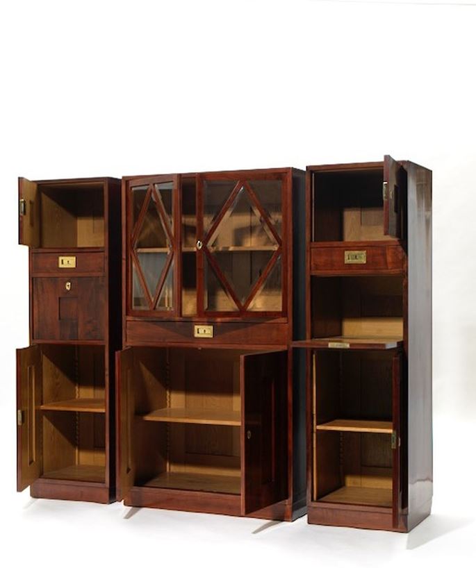 Franz Messner - SCHOOL OF PROF. JOSEF HOFFMANN WIENER KUNST IM HAUS  SUITE OF THREE CABINETS consisting of: 1 glass-fronted cabinet, a pair of mirrored cabinets  | MasterArt